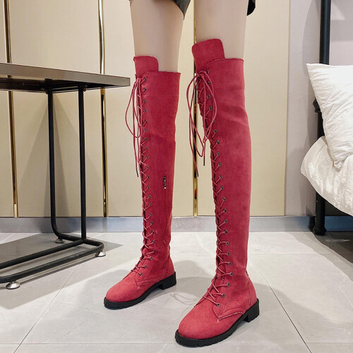 Μπότες Cowgirl μέχρι το γόνατο Χειμερινές μπότες Παπούτσια Φθινοπωρινά στρογγυλά 1