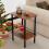 End Table with Solid Wood Legs Boho Style 2-Tier Brown 2