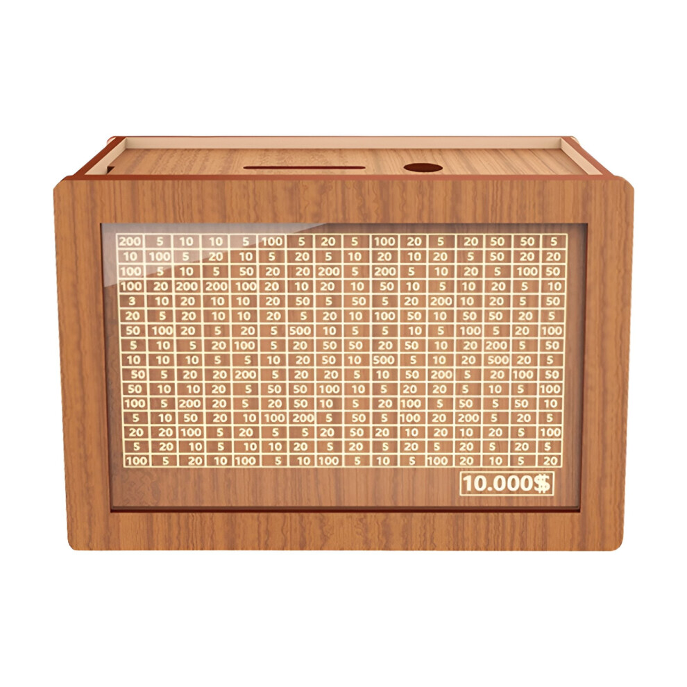 Wooden Money Box With Target And Numbers 10000 Dollar Goal 9193271334682