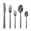 Black Hammered Silverware Set 40-Pc 410 Stainless Steel for 1