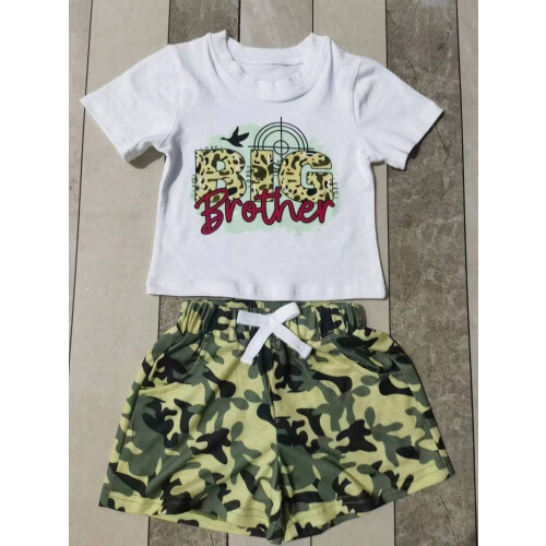 (2-3 Years, Army Green) Ensemble d'été pour taille élastique.