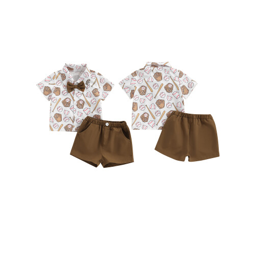 (3-4 Years, Dark Khaki) Conjunto de verão com elástico. 1