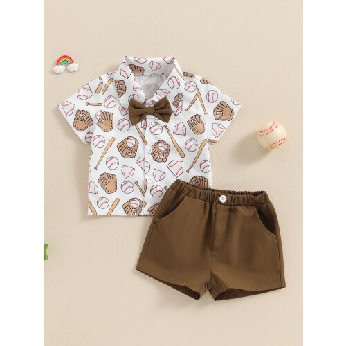 (6-12 Months, Dark Khaki) Conjunto de verão com elástico. 1