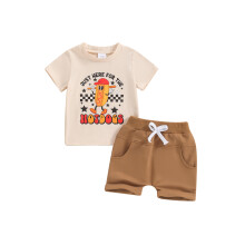 (18-24 Months, Khaki) Zomeroutfit voor babyjongens: elastische tailleband.