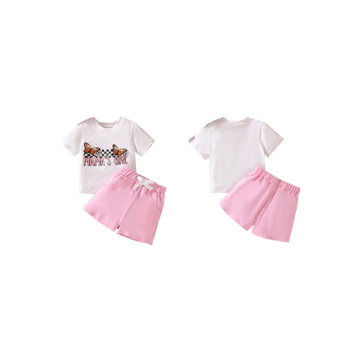 (4-5 Years, Pink) Ensemble d'été pour taille élastique. 1