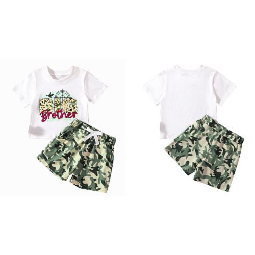 (2-3 Years, Army Green) Ensemble d'été pour taille élastique. 2