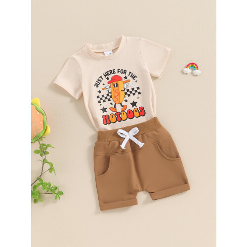(6-12 Months, Khaki) Éadaí Samhraidh Buachaillí, 2 phíosa 2