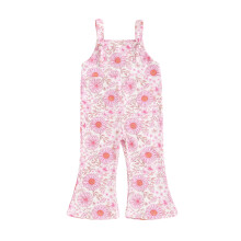 (2-3 Years, White) Combinaison d'été évasée pour filles, imprimé floral/papillons, sans manches, col carré