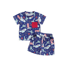(0-6 Months, Blue) Conjunto de pantalón de julio.