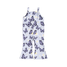 (2-3 Years, Purple) Combinaison d'été évasée pour filles, imprimé floral/papillons, sans manches, col carré
