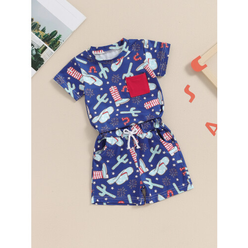 (6-12 Months, Blue) Set pantaloni scurți de vară 2