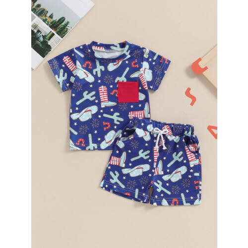 (0-6 Months, Blue) Set pantaloni scurți de vară 2