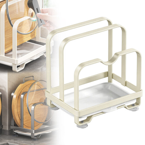 Stainless Steel Kitchen Pot Lid Rack with Water Tray 1