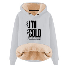 Warmer Damen-Fleece-Hoodie mit Kapuze, Aufdruck „YES I'm Cold ME247“, kuscheliger Winterpullover, lässiges Langarmshirt, lustiges Sweatshirt