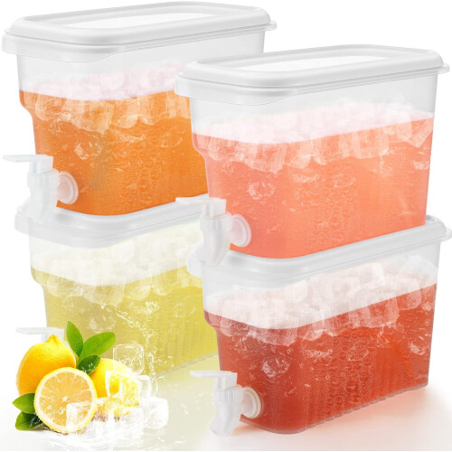 Beverage Dispenser Plastic 0.8-Gallon 4-Pack