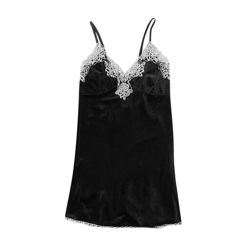 Blusas regatas femininas de veludo com decote em V e renda.