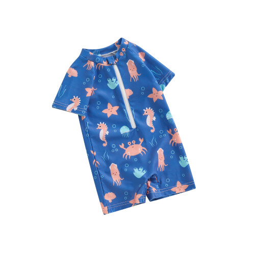 (12-18 Months, Blue) Μαγιό Rash Guard θαλάσσιων οργανισμών