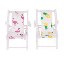 Minisilla de playa blanca de madera para niños con soporte para teléfono (2 unidades)