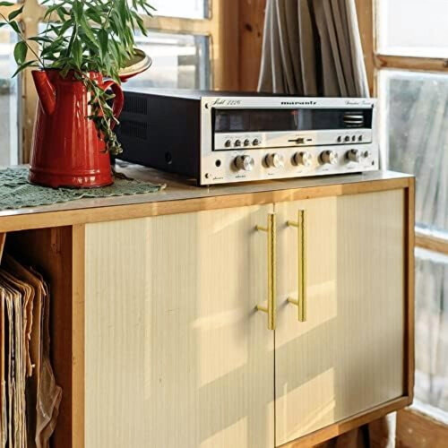 Brass Kitchen Cabinet Pulls Gold T-Bar 2-Pack 3-3/4" Center 2