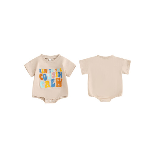 (0-3 Months, Beige) Romper Buachaillí Leanbh, Ócáideach Laethúil 1