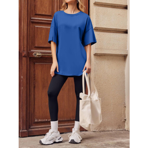 Γυναικείο oversized T-shirt με χαλαρή εφαρμογή και στρογγυλή λαιμόκοψη, κοντό μανίκι 1