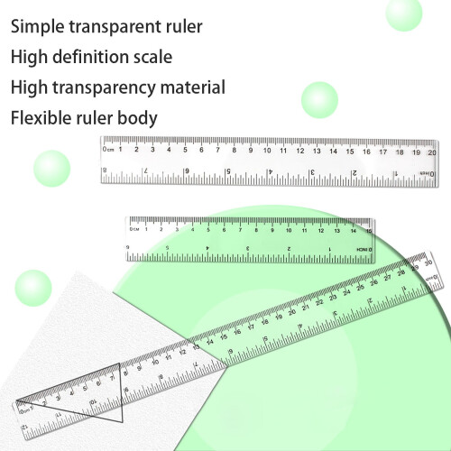 Plastic Ruler Transparent Centimeter Inch Scale for Measuring Drafting 2