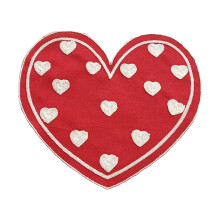 Heart Shaped Embroidered Placemats Set - Valentines Day Dining Mats with Coaster for Kitchen, Table, and Party Decor