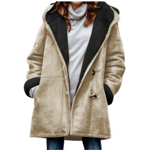 Parka d'hiver pour femme, doublée en sherpa, à capuche, long caban en suédine, coupe classique, vêtements d'extérieur chauds, tailles S à 5XL