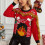 Lustiger roter Damen-Weihnachtspullover mit goldenen Strickdetails 7
