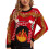 Lustiger roter Damen-Weihnachtspullover mit goldenen Strickdetails 1