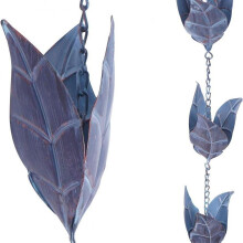 Rain Chain Outdoor Leaf Design 8.5FT Metal Decorative Downspout Replacement for Garden and Home