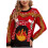 Lustiger roter Damen-Weihnachtspullover mit goldenen Strickdetails 3