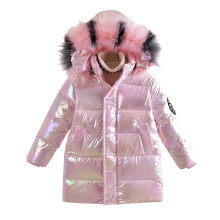Giacca imbottita da bambina Elabch con cappuccio e finitura metallizzata, foderata in cotone, con cerniera, spessa e calda, ideale per l'inverno,