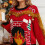 Lustiger roter Damen-Weihnachtspullover mit goldenen Strickdetails 8