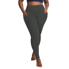 Dámske legíny Solid Plus s vreckom, elastické, s vysokým pásom, veľkosť XL-5XL
