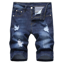 Pantalones cortos vaqueros para hombre de alta gama, con efecto desgastado y estampado de camuflaje, tendencia de moda. Pantalones cortos vaqueros