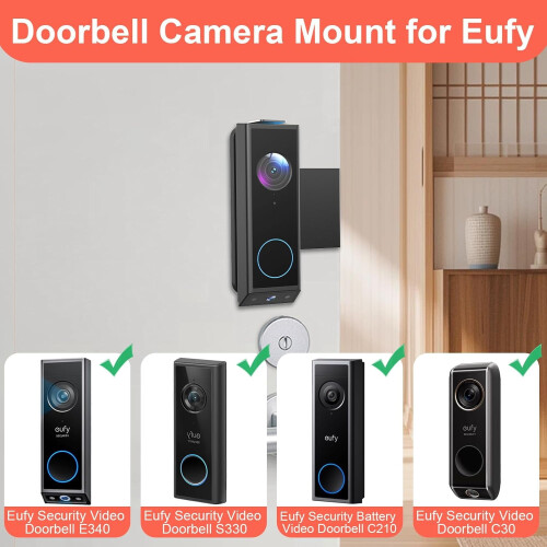 Eufy E340 anti-theft video doorbell mount no-drill 2