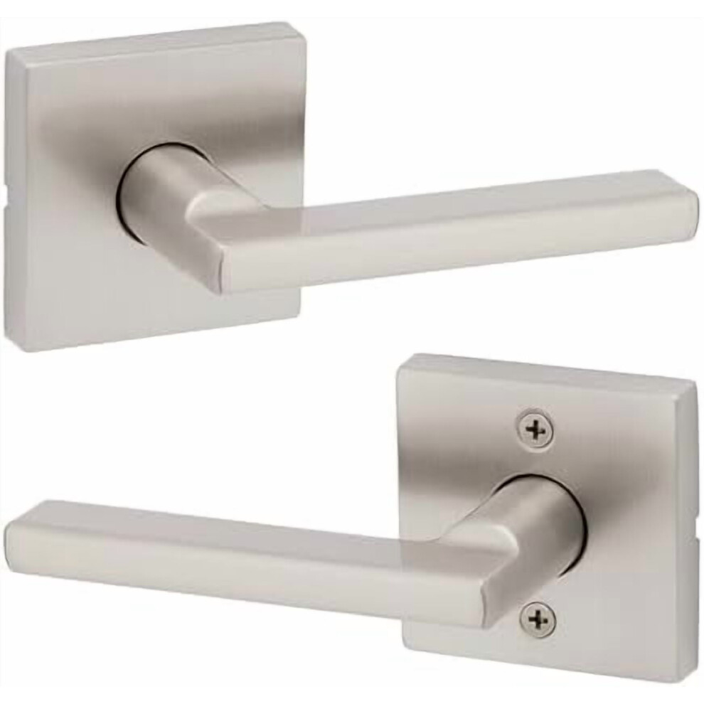 Halifax Interior Passage Door Handle, Lever For Closet And Hallway Doors, Reversible Non-Locking Handle Lever, Satin Nickel, With Microban Protection 9357860780421