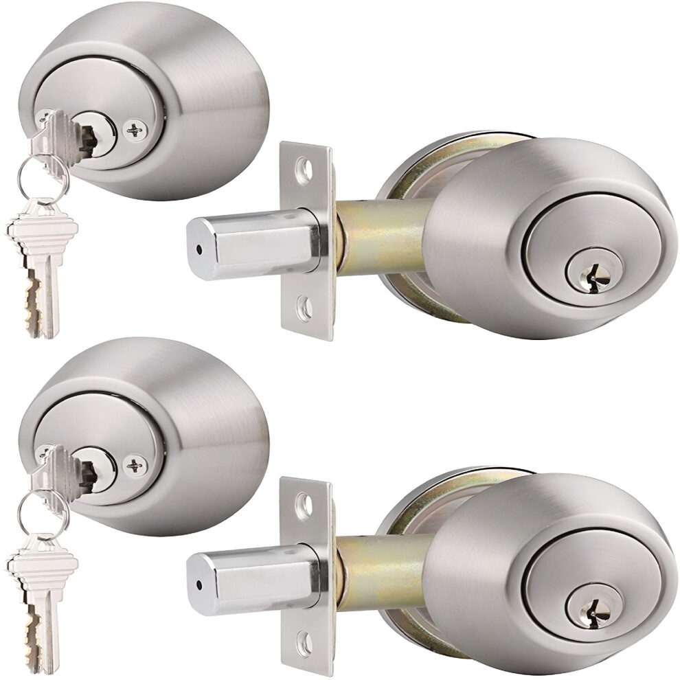 Double Cylinder Deadbolts Door Locks Satin Nickel Keyed Both Sides Door Locksets For Exterior Interior Door 2 Pack 9357860780391