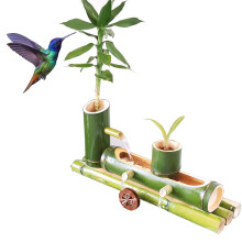 Garden Bamboo Fountain with Bird Bath Water Pump, 70cm/27.5in or 85cm/33.4in Outdoor Decor