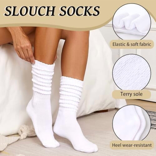 Γυναικείες Κάλτσες Slouch Μακριές Κάλτσες Scrunch με Μπότες, Μαλακές Βαμβακερές 1