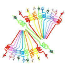 Pailles de Noël assorties, couleurs et motif spirale, 24 pièces