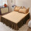 Jupe de lit plissée pour grand lit double 150 x 200 cm 4