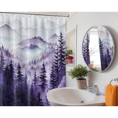Duschvorhang „Kiefernwald“ – wasserdichtes Polyester, 70 Zoll x 1