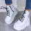 Μπότες Shldybc Chunky Platforms για γυναίκες, Casual Plus Size Retro Flat Bottom Shoes με κορδόνια και 1
