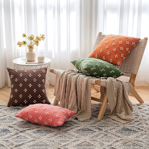 Housse de coussin décorative jacquard à losanges 45 x 45 cm 2