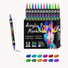 Rotuladores acrílicos de doble punta y doble color, juego de 12 unidades