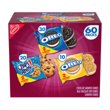 Sweet Treats Cookie Variety Pack: Oreo, Golden Oreo & Chips Ahoy – 60 pcs, individually wrapped, compatible with lunchbox, office & on-the-go