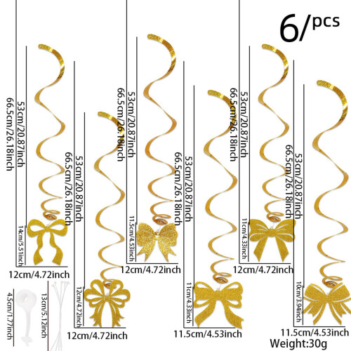 Conjunto de pingentes com laço e espiral – 6 peças para pendurar 2