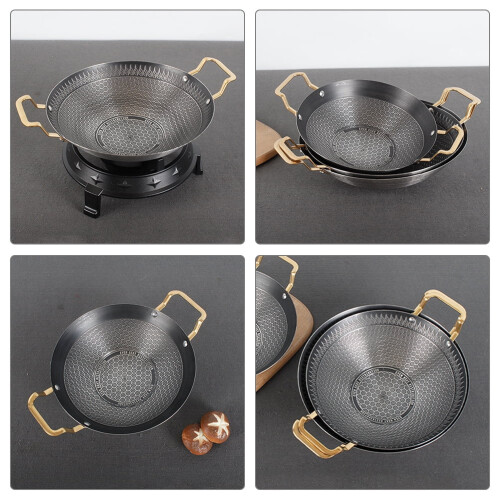Stainless Steel Flat Bottom Wok 24cm Double Handle 2